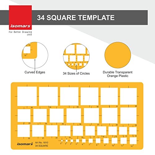 34 Square Shapes Drafting Template Stencil Geometry Drawing Tool 242x123mm gallery