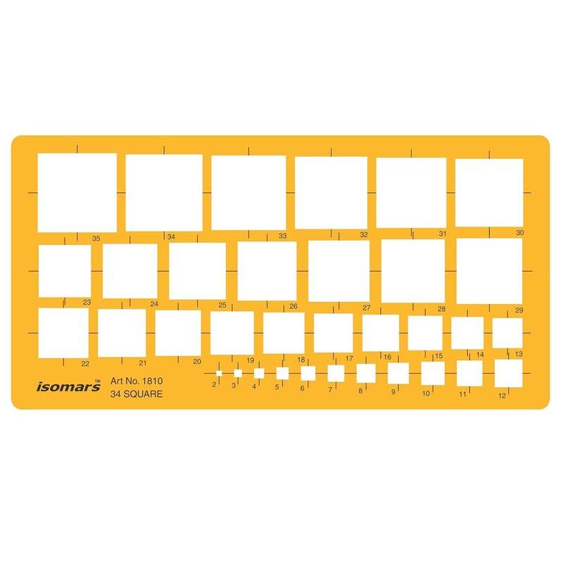 34 Square Shapes Drafting Template Stencil Geometry Drawing Tool 242x123mm