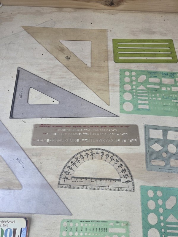 Vtg Lot 14 Engineering Drafting Drawing Design Templates Timely Pickett & More gallery