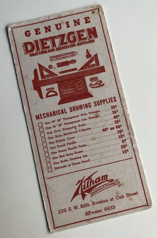 Vintage EUGENE DIETZGEN Ink Blotter Advertising Kilham Stationery 1950s USA