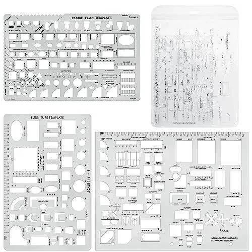 3 Pack Architectural Templates Drafting Tools House Interior Design Template