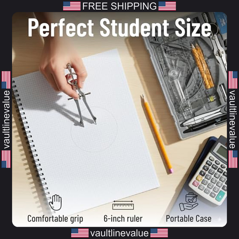 Mr. Pen Geometry Set with 6 Inch Swing Arm Protractor, Divider, Set Squares, gallery