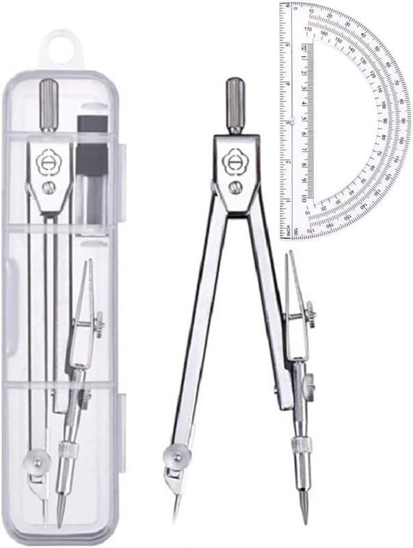 Protractor and Compass Set, Compass Protractor Set, Protractor, Compass for Geom