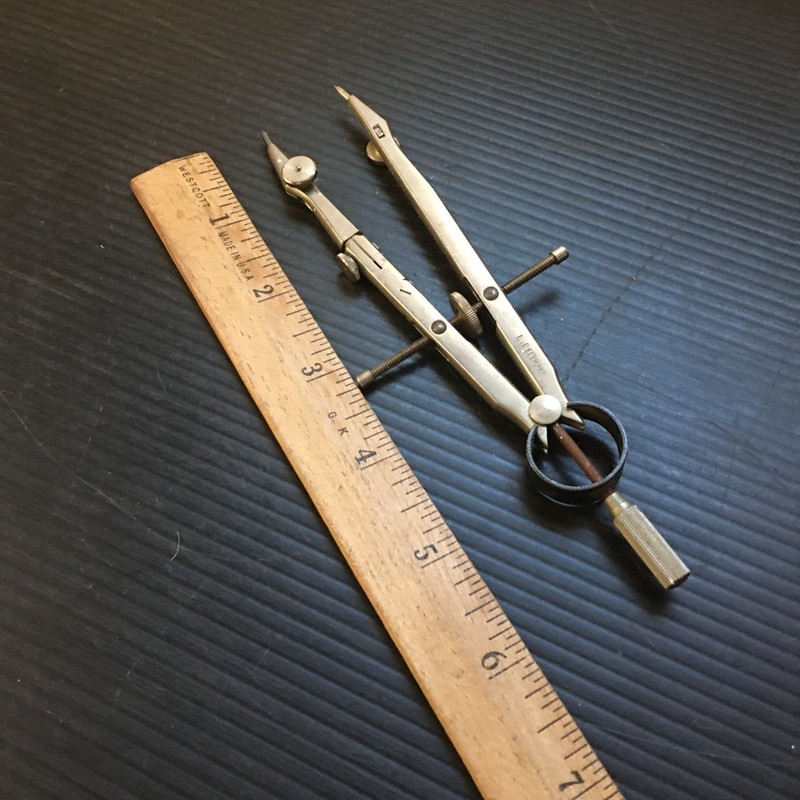Vintage 1970s Adjustable L. C. Germany Compass Drafting Tool 6"L gallery