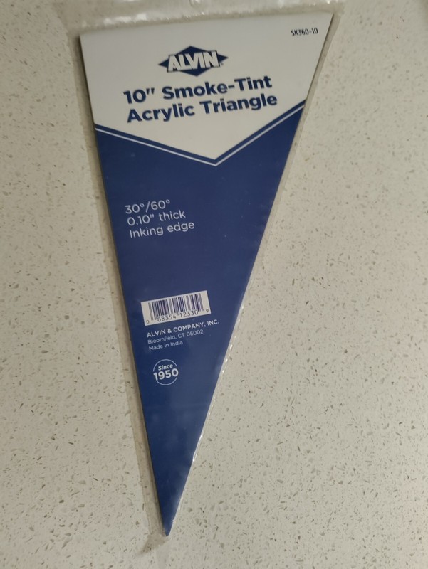 ALVIN ACRYLIC DRAFTING SMOKE TINT TRIANGLE 30 DEGREE 60 DEGREE SK360-10