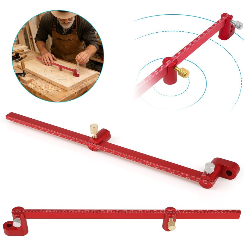 300mm Woodworking Trammel Beam Compass Circle Scriber Marking Gauge Ruler Tool