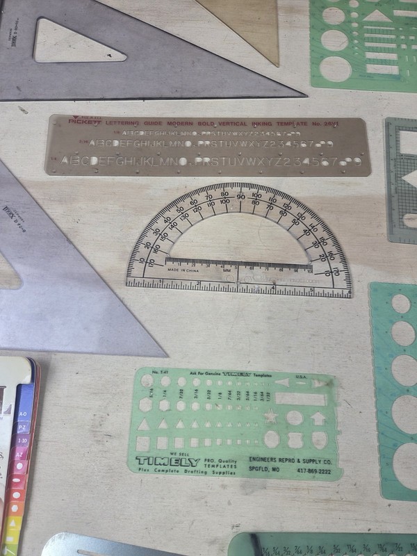 Vtg Lot 14 Engineering Drafting Drawing Design Templates Timely Pickett & More gallery