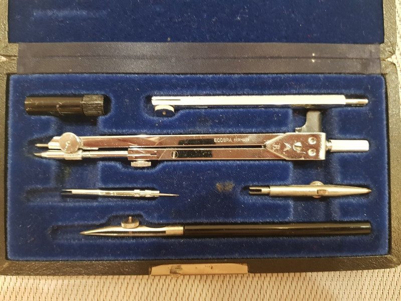 Vintage ECOBRA Germany Precision Compass Set–Complete in Original Case–Excellent gallery