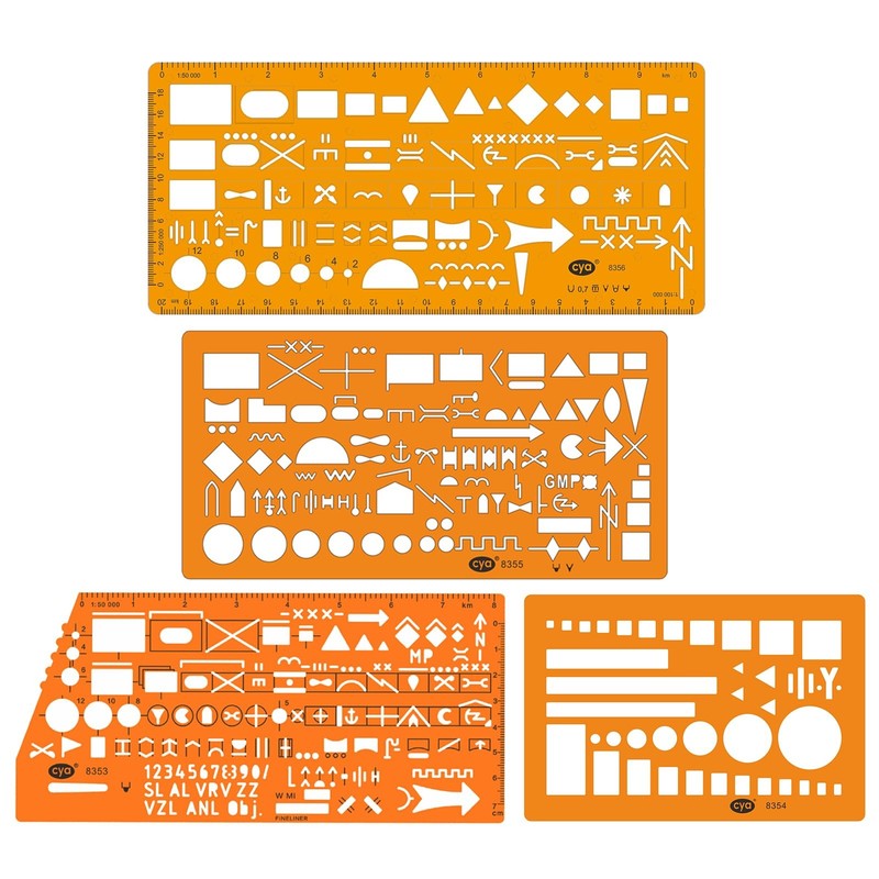 CYA Military Map Marking Template Stencil Set – 4 Pack (8353, 8354, 8355, 835…