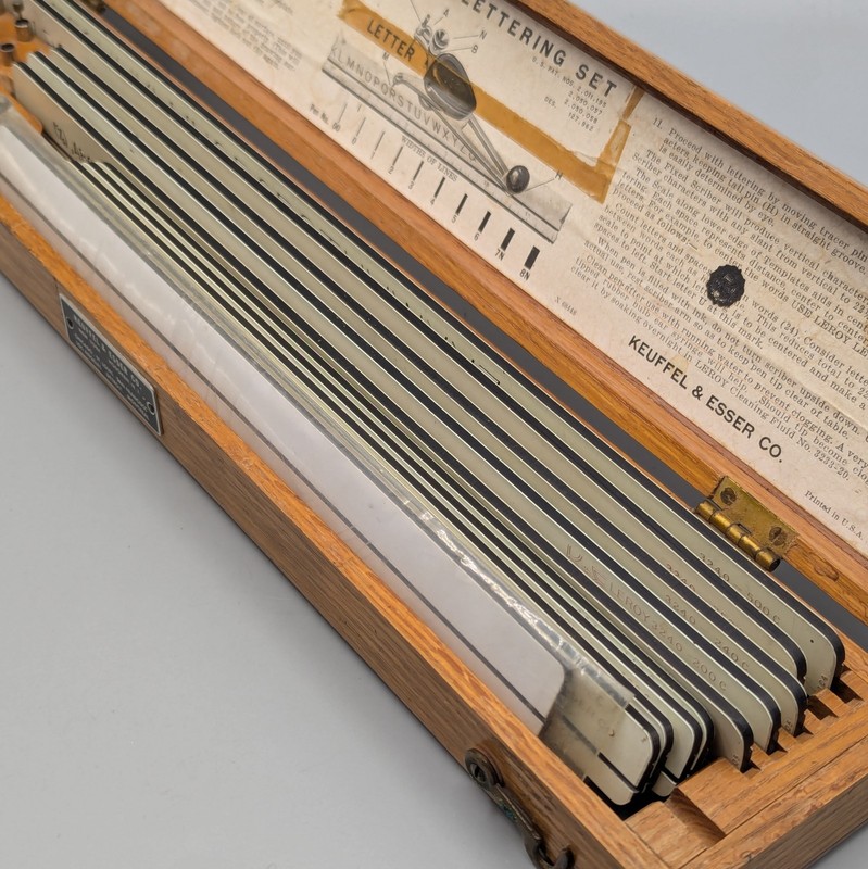 Vintage Keuffel & Esser K+E Leroy Lettering Set Drafting Kit Wooden Case gallery
