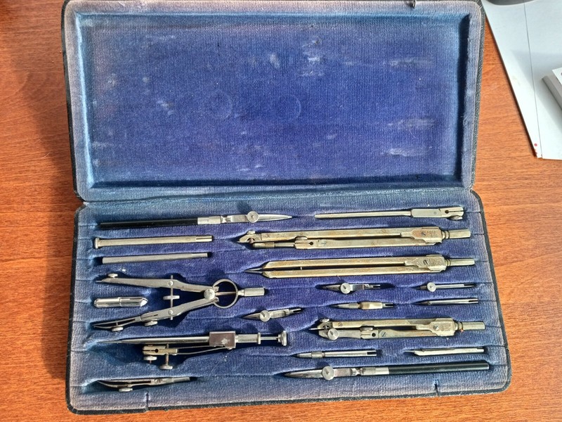 18 pc. German Drafting Tools – Lotter & Co. Prazision Silver Plated