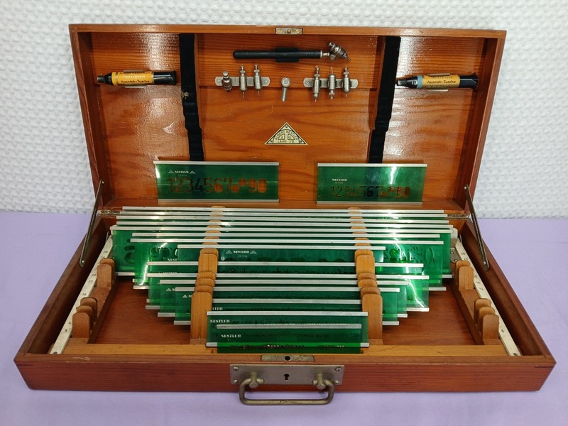 VINTAGE ALBERT NESTLER DRAFTING STENCIL ARCHITECTURE TOOL KIT GERMANY FREE SHIP