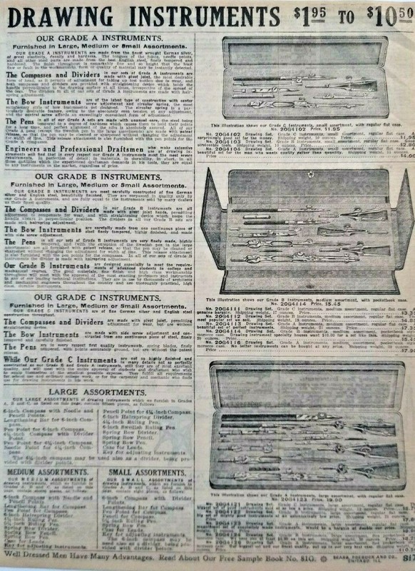 1911 Antique Drafting Drawing Equipment Art Sears Catalog Page Vintage Print Ad