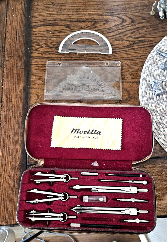 Morilla Drafting Tools With Case West Germany 404Z Metal Mid Century Modern Vtg