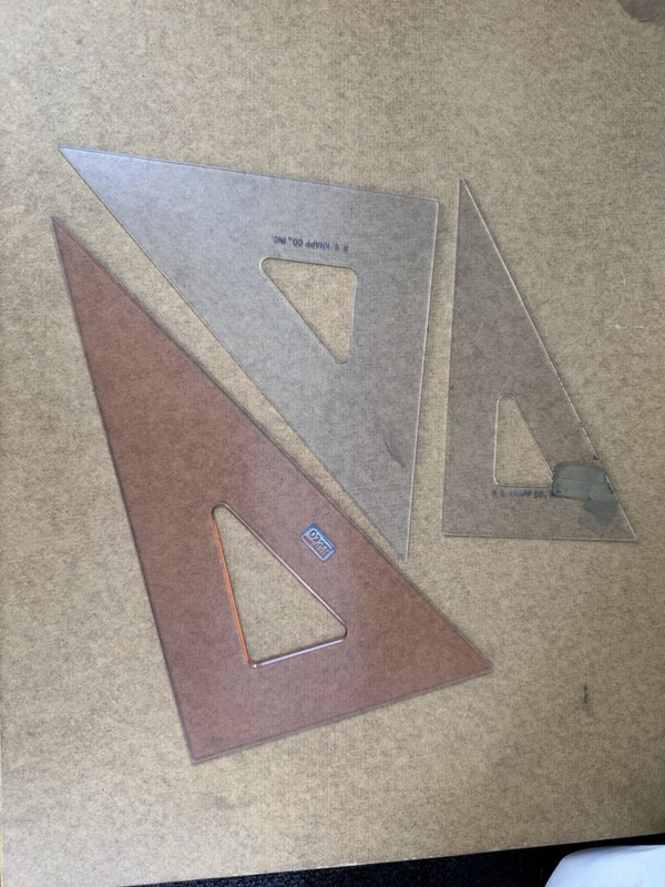 Three Plastic Triangles for Drafting, Large 45’s & 30/60/90 – GREAT CONDITION!