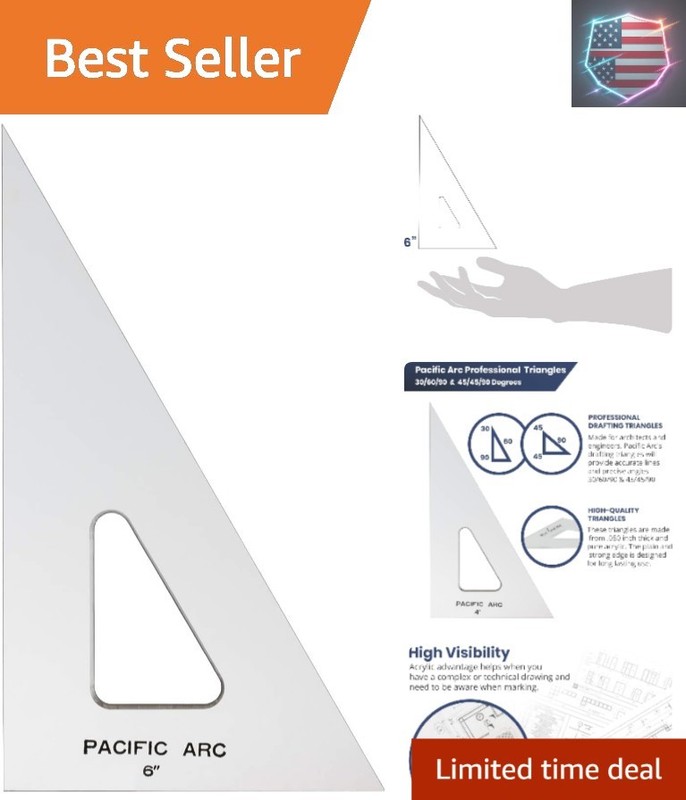Clear Acrylic 6-Inch Drafting Triangle -Perfect for Architects & Engineers