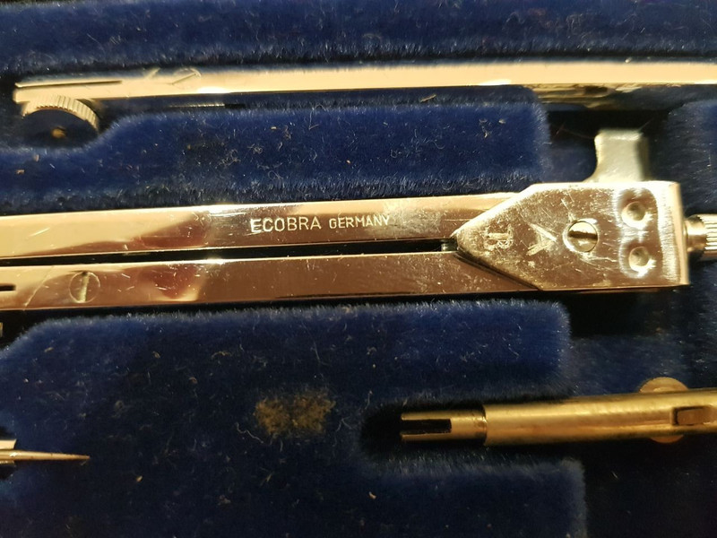Vintage ECOBRA Germany Precision Compass Set–Complete in Original Case–Excellent gallery