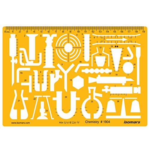 Chemistry Symbols Template Stencil Lab Equipment Drawing Drafting Tool 200x125mm gallery