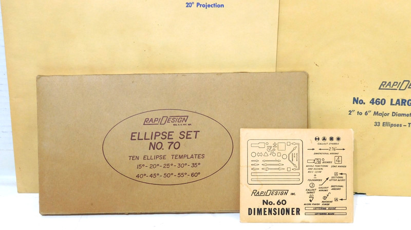 Rapidesign Drafting Lot---60 Dimensioner-Ellipse Set 70-420 & 460 Large Ellipses gallery