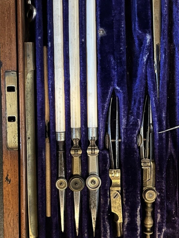 1890s Beautiful Drafting Set Complete Ivory Brass And Nickel Silver *Technologie gallery