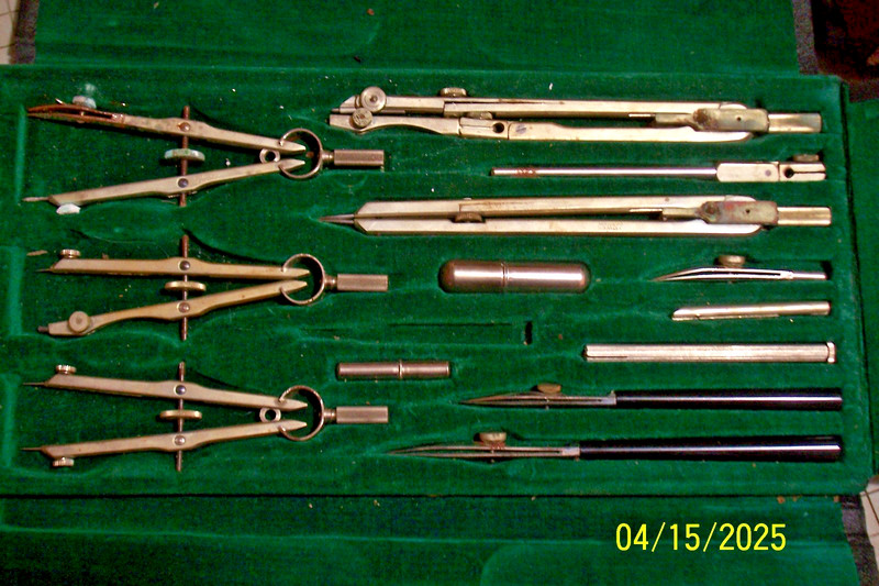 Vintage Tower Germany Precision Drafting Compass Instruments Set # 6o6.5o36o