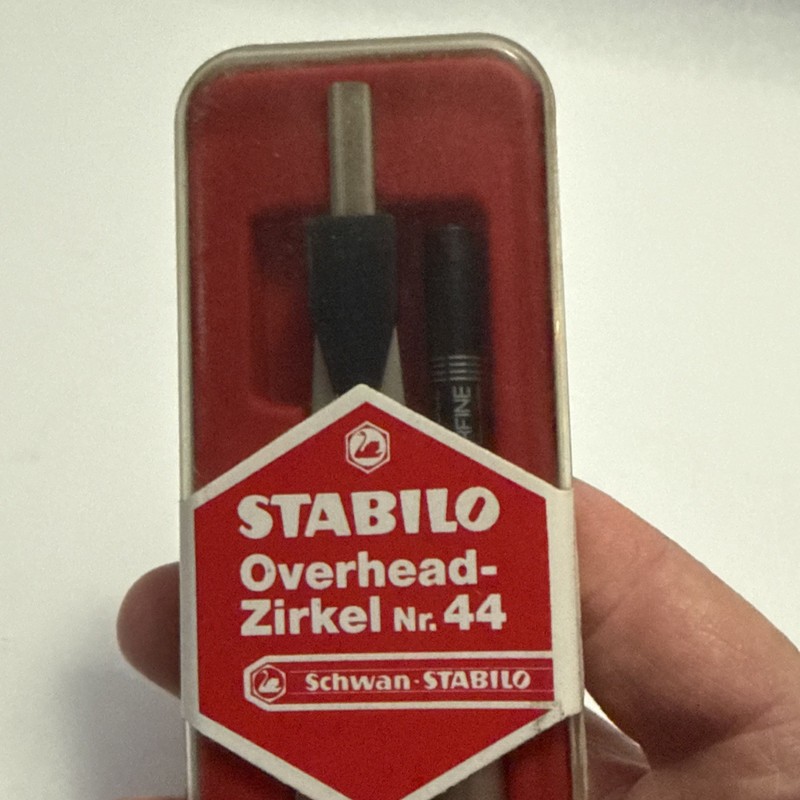 VINTAGE SCHWAN STABILO OVERHEAD ZIRKEL NR.44 COMPLETE COMPASS MADE GERMANY gallery