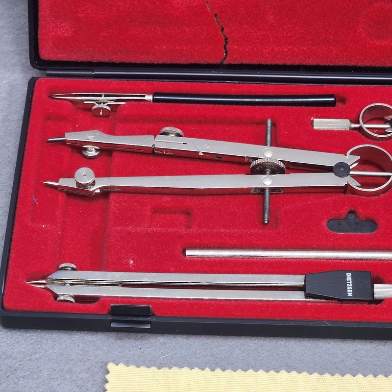 Dietgen Stellar 1288-PJL Drafting Set Silver German Precision Tools Vintage Case gallery