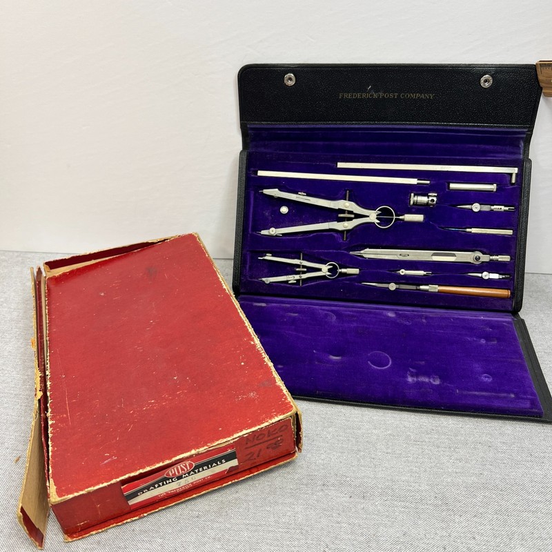 Vtg 50′ Post Custom Master 756 Drafting Set Complete Set w/ Original Case & Box
