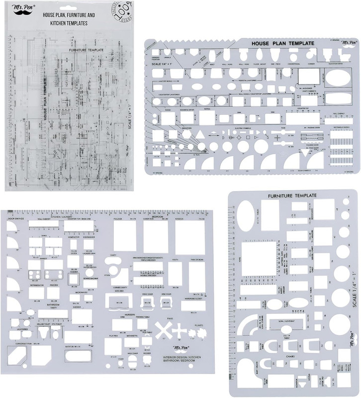 - House Plan, Interior Design and Furniture Templates, Drafting Tools and Ruler gallery