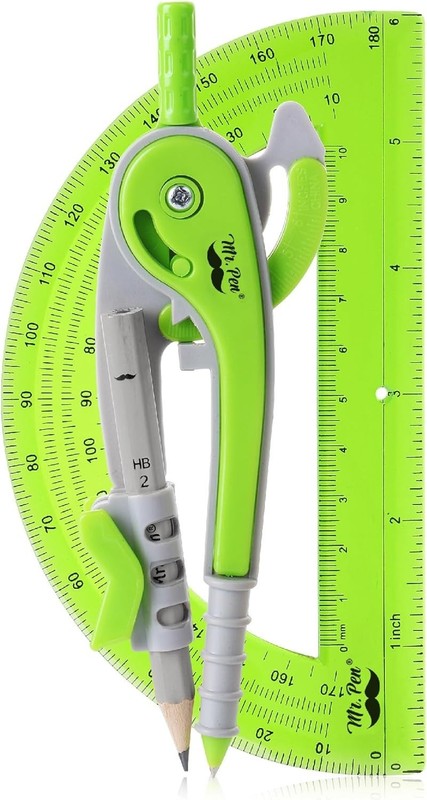 Light Green Compass and Protractor Set - Precision Geometry Tools for Artists gallery