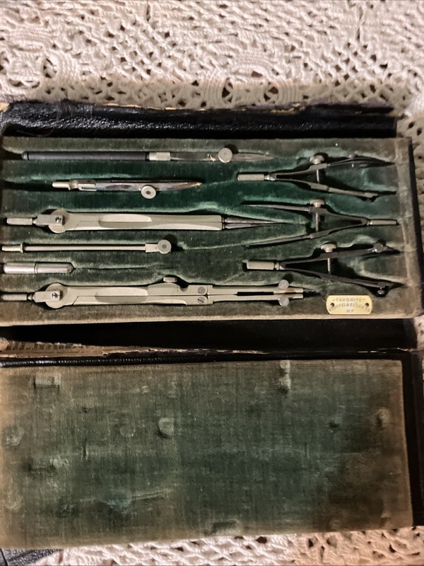 Vintage Antique The Frederick Post Co Chicago Architect Drafting Set Complete
