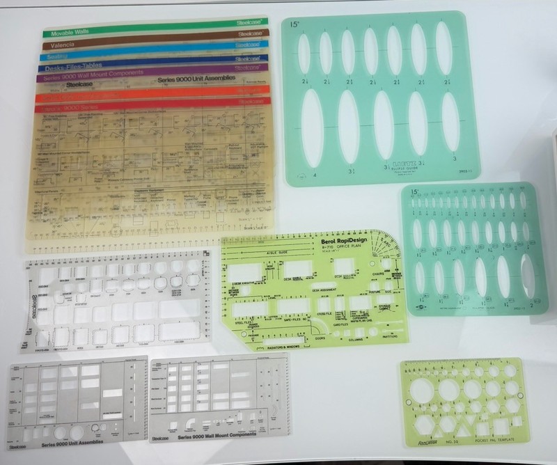 Lot 19 Berol Steelcase RapiDesign Architecture Template Drafting Design Stencils