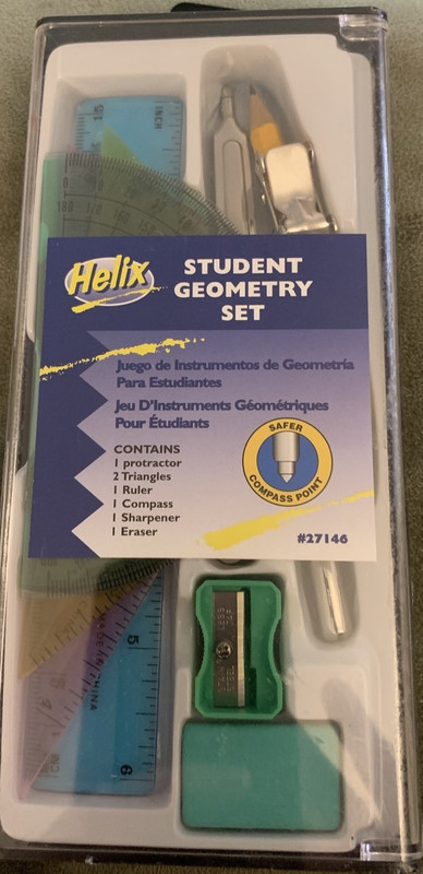 Helix Student Geometry Set #27146 – Sealed New In Box – Protractor, Compass…