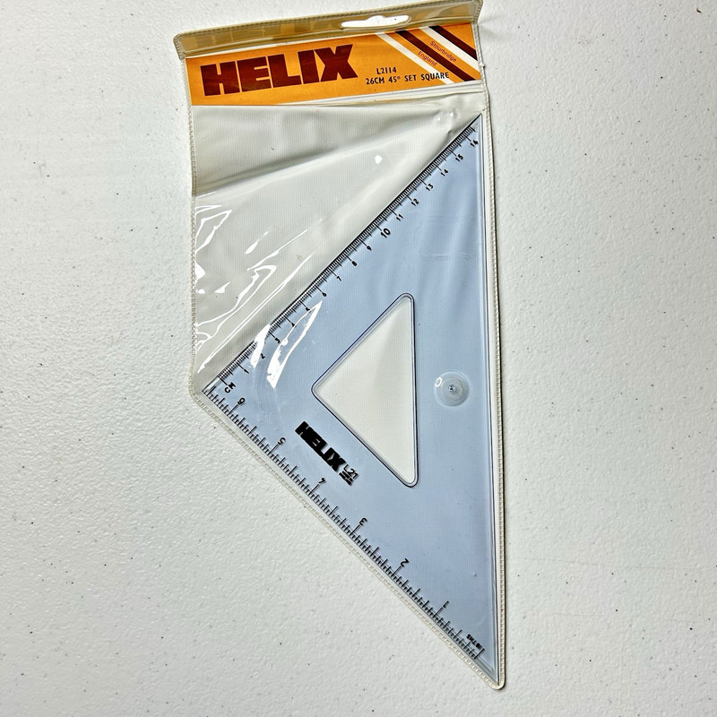 Helix 26cm 45° Acrylic Drafting Triangle Bevelled Edge L2114 England Vintage