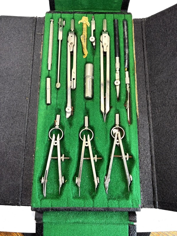 Vintage SEARS TOWER 607.51052 Engineering Drafting Tool Set Kit w/Case Germany