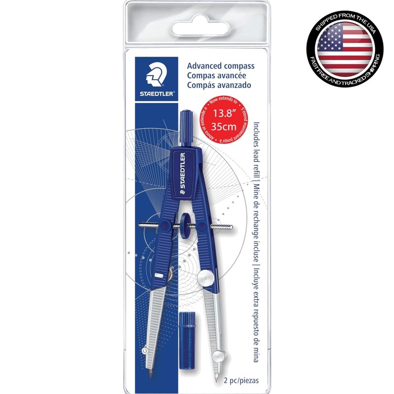 Portable Student Compass - Quick-Set Center Wheel for Accurate Circle Drawing