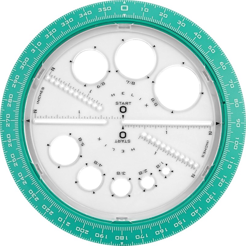 2-in-1 Angle & Circle Maker, 360° Protractor & Compass - 6 Inch Assorted Colors gallery