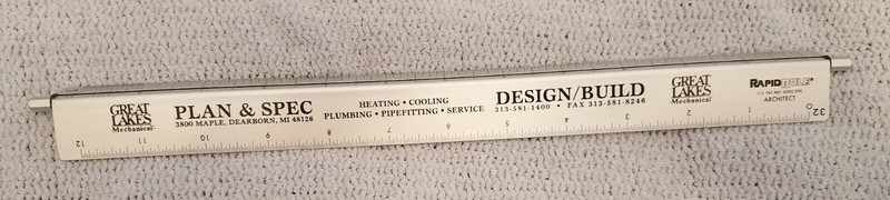 Vintage Rapid Rule Ruler Aluminum Advertising Architect Great Lakes Mechanical