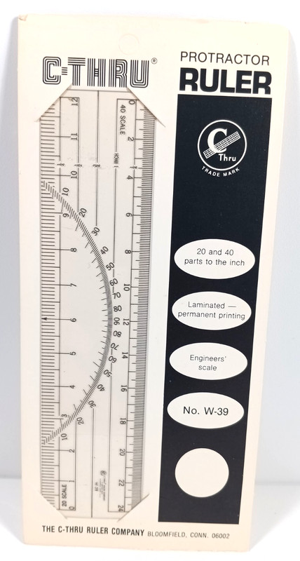 C-thru Protractor Ruler W-39 20ths/40ths 6″