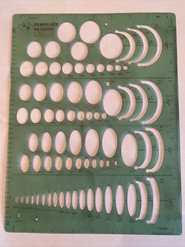 TD TEMPLATE DESIGNS NO 1620 60-45-30-15 DEGREE MADE ITALY EUC