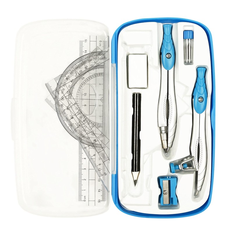 Geometry Set,10 Pcs Protractor and Compass Set, Math and Ruler Set for Studen…