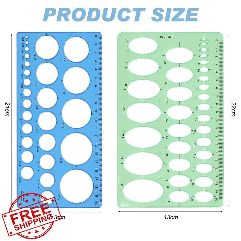 2 Pack Circle Stencil Template Drawing Drafting Measuring Tool gallery