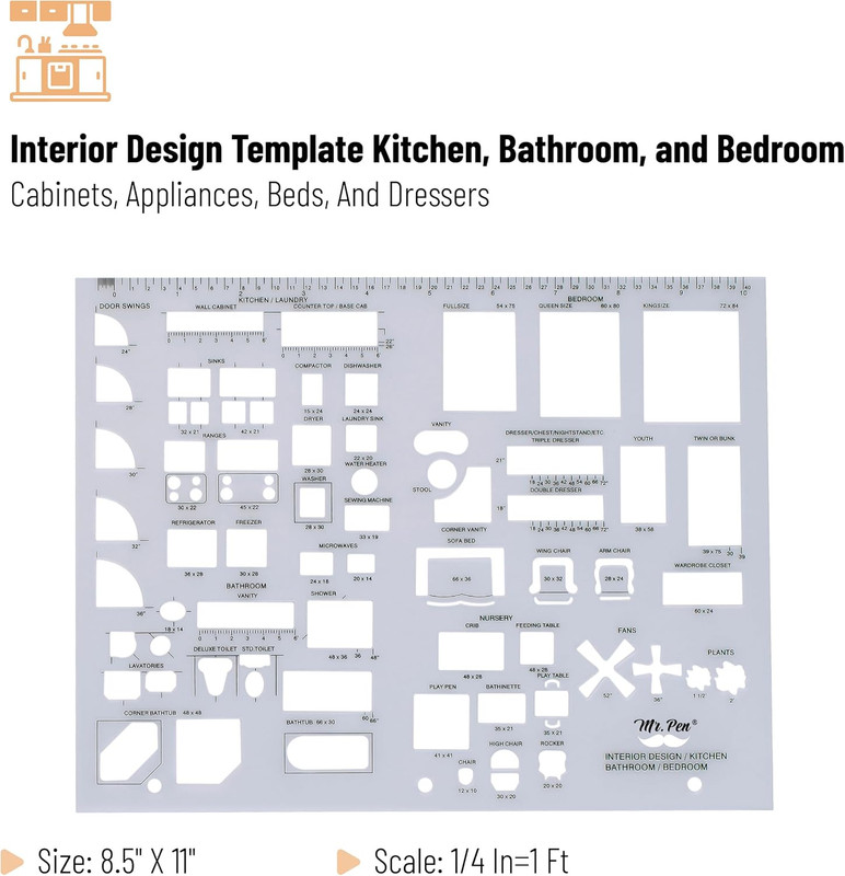 - House Plan, Interior Design and Furniture Templates, Drafting Tools and Ruler gallery