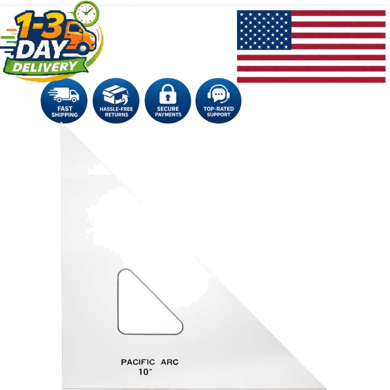 Clear Acrylic Drafting Triangle, 10-Inch 45/90 Degrees - Perfect for Designers