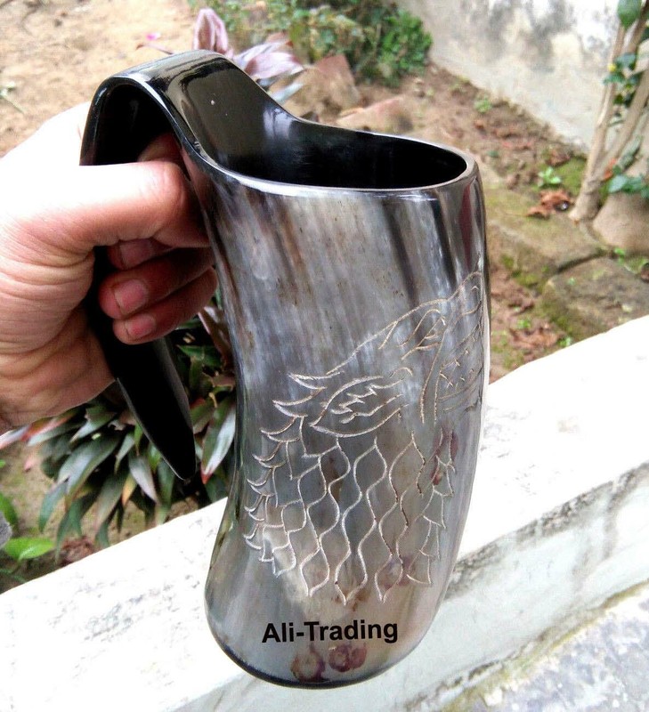 Viking Bar Natural Drinking Horn Mug Tankard Cup Best Gift For Antique Lover