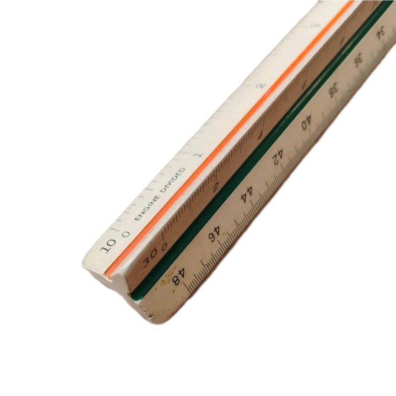 Vintage Triangular Scale Ruler Engine Divided Three-Sided