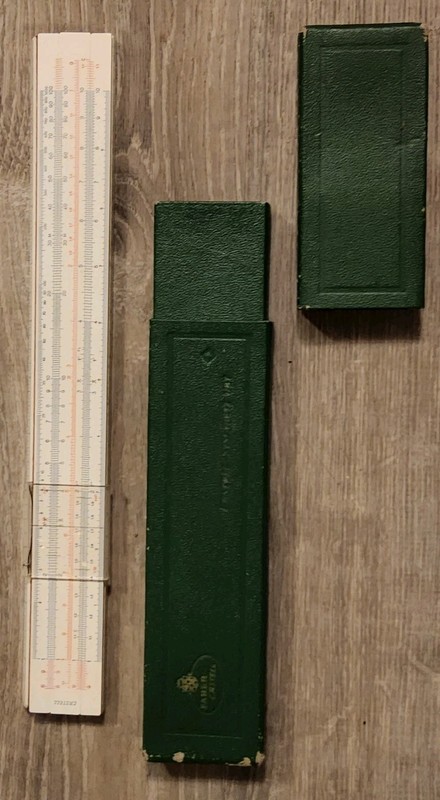 Vtg Slide Ruler FABER CASTELL 1/87 Rietz Meter Engineer Case Germany Drafting