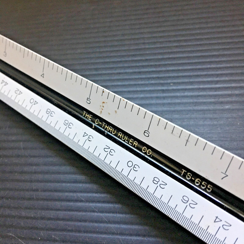 Vintage C-Thru Ruler TS-655 Wooden Architect 3 Sided Triangular Drafting Rule gallery