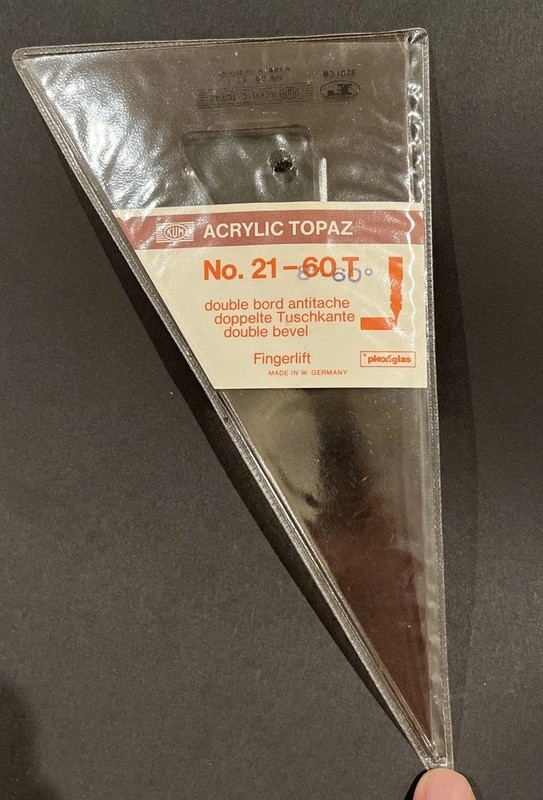 Kum acrylic topaz Triangle No-21-60T No 08 60T Drafting Made in Germany NOS