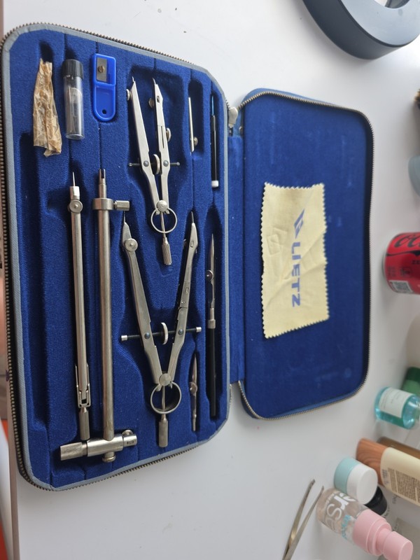 Vintage Lietz Fine Drawing Instruments Drafting Tools 3015-44 in original case gallery